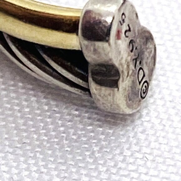 David Yurman Sterling Silver 925 18K Bonded Yellow Gold Crossover Hoops - Picture 7 of 10